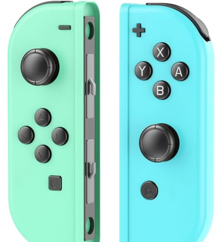 Mhwlhbx Générique Manette pour Swich, Remplacement Manette snas fil L/R Switch compatibles avec Switch/Lite/OLED, supportant le contrôle de mouvement/réveil/vibration double-Green Blue