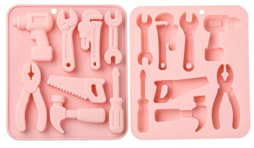 Stiesy Tool Silicone Moulds 2Pcs Reusable Spanner Chocolate Mould Pliers Wrench Hammer Screwdriver Shape Candy Molds for Baking Fondant Cake DIY Soap Pudding Party Snacks Treats Gift
