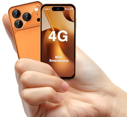 JoyZap Mini Smartphone 4G, 4GB+64GB, Doppia SIM, Schermo da 3,88 pollici, Android 12, Telefono Compatto per Bambini e Studenti (Arancione)