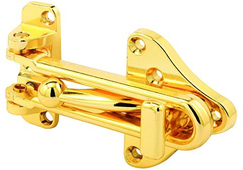 Defender Security U 11315 Swing Bar Door Guard with High Security Auxiliary Lock, Brass Finish, 1-Pack, 1 Pack