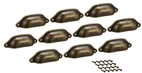 Sourcingmap Cup Pulls, Carbon Steel Shell Pull Handles Bronze Tone for Dresser Kitchen Cabinet Drawer, 3.86 Length 1.34 Width,10 Pack