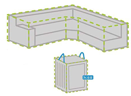 Schutzhüllen Set: Abdeckung trapezförmig 275x275cm für Garten Lounge Set + Hülle für 6-8 Kissen