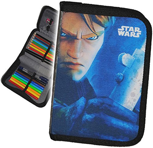 alles-meine.de GmbH 25 TLG. Set - Federmappe gefüllt - Star War - Schüleretui - mit Stiften und Lineal - Federtasche - für Kinder Schiefermappe - Schule & Kindergarten - Jung..