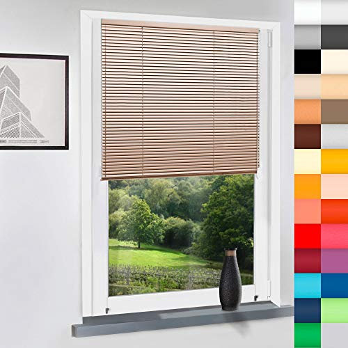 Aluminium Jalousie nach Maß, Endloskette, Kette, Monocomando, Maßanfertigung, für Fenster und Türen, Alu, Fenster, Klemmfix ohne Bohren (Zartrosa, Höhe: 220cm x Breite: 40cm)