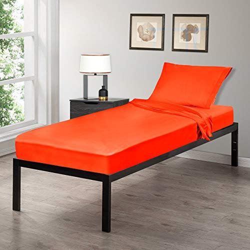 Gilbins 3-teiliges Bettwäsche-Set für Kinderbetten, 76,2 x 190,5 cm, aus ultraweicher Baumwolle, perfekt für Etagenbetten, Wohnmobile, Gästebetten, Orange