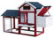 Wiltec Hühnerstall 1520 x 520 x 920 mm rot-weiß mit Freilauf und Nistkasten aus Tannenholz, Hühnerhaus mit Unterschlupf, Gitter und Kotwanne verzinkt