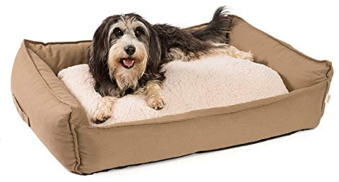 JAMAXX orthopädisches Hundebett - Memory Schaumstoff, Waschbar Wendekissen - Hundekissen mit Lammfell - Hundekorb Hundekörbchen Abnehmbarem Bezug Reissverschluss, PDB2008 (M) 90x70 Coffee-braun