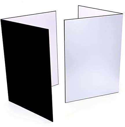 (2 PCS) Light Reflector 3 in 1 Photography Reflector Cardboard, A4 (12x8 Inch) Size Folding Light Diffuser Board for Still Life, Product and Food Photo Shooting - Black, Silver and White, 2 Pack