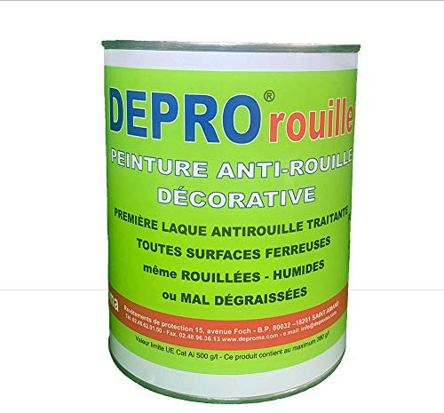 DEPROMA Peinture anticorrosion - Peinture pour Fer - Glycéro Antirouille - Sans sous-couche directe sur rouille - 2.5kg (Blanc)