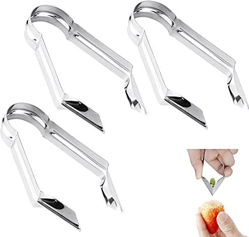 Hyxodjy 3 Stück Ananas Seed Remover Clip Erdbeerentstrunker Strunkentferner 304 Edelstahl Gemüse Obst Reparateur Hängend Dauerhaft Praktische Küchen Gadgets Ideal für Tomaten Kartoffel Ananas Augen