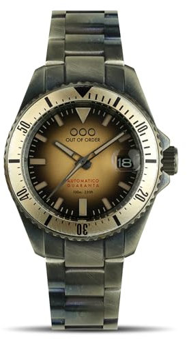 Out of Order AUTOMATIK QUARANTA Edelstahl Datum Bronze Vintage Unisex Uhr