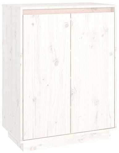 vidaXL Schuhschrank Schuhregal Schuhablage Schuhständer Schuhaufbewahrung Schuhtruhe Schuhorganizer Flurschrank Weiß 60x35x80cm Massivholz Kiefer