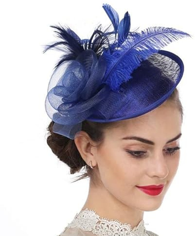 Fascinator Cerimonia Donna Cappello Clip Capelli Fiore Mesh Wedding Race Headband Cocktail Cappello Elegante Royal Ascot Floreale Derby Donne Wedding Tea Party Chiesa Fermaglio per Capelli
