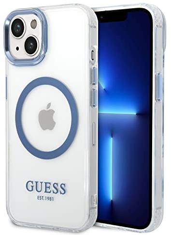 GUESS GUHMP14MHTRMB Hülle für iPhone 14 Plus 6,7 blau Hard case Metal Outline