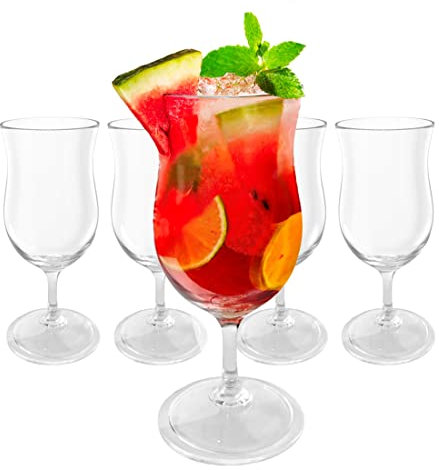 Lily's Home Lot de 4 verres à cocktail incassables en plastique incassable, parfaits pour pina colada, daiquiri et thé glacé, réutilisables, 414 ml chacun
