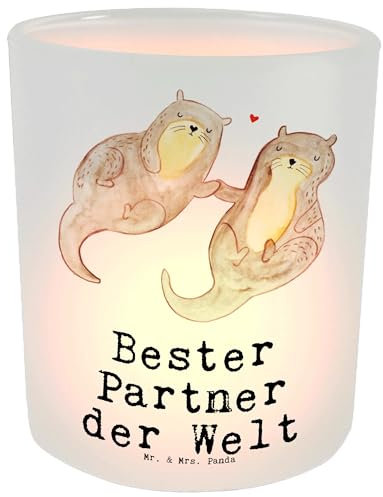 Mr. & Mrs. Panda Deko Windlicht Otter Partner - Geschenk, Geburtstagsgeschenk, Geschenkidee, Windlicht Zur Hochzeit, Ehefrau, Freund, Danke,