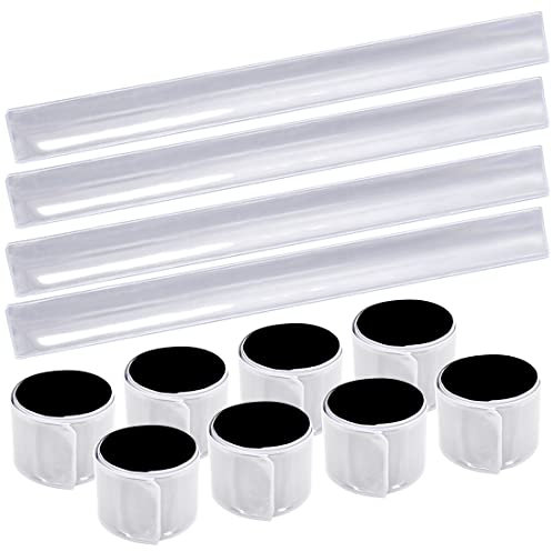 O-Kinee Reflektorband 12pcs,Schnapparmband Reflektor,Reflektorbänder Schnapparmbänder reflektorband Klatscharmband Sicherheitsband für Jogger und Radfahrer(Weiß12pcs)