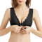 Litthing Women’s Sexy Lace Front Fastening Bras No Trace Ice-Silk V-Neck Full Coverage Non Wired Top Push Up Soft Breathable Comfort Mesh Fixed Padded Stretchy Wide Strap Ladies Bra Tops for Everyday