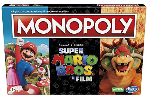 Monopoly - Super Mario Bros Film-inspirierte Edition, Brettspiel für Jungen und Mädchen, enthält Bowsers Spielfiguren