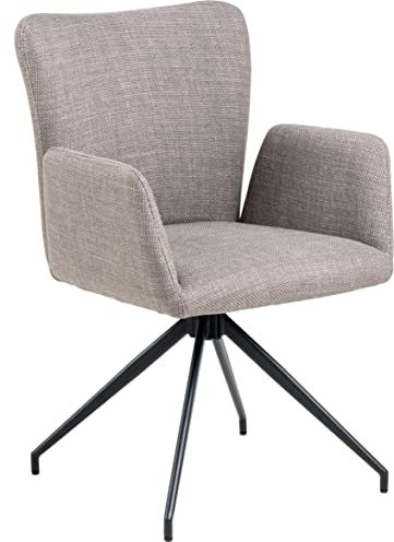 AC Design Furniture Laurikke Esszimmerstühle 2er Set in Hellgrau-Braun, Küchenstühle mit Drehfunktion, Polsterstühle in Strukturstoff und Schwarzem Metallfuß, elegante Akzentstühle, Esszimmermöbel