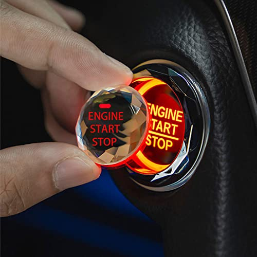 Lcxecnw Bouchon de bouton d'allumage de voiture Start/Stop, anneau décoratif en autocollant avec cristal de diamant d'imitation, protection du bouton d'allumage (rouge)