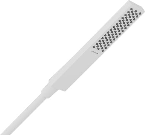 hansgrohe Pulsify E - Pommeau de douche économie d'eau avec 8 l/min (EcoSmart), Douchette à main avec 1 type de jet (PowderRain), Douchette carré (100 x 25 mm), Blanc mat