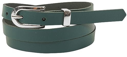 fashionchimp Basic Damengürtel aus 100% echtem Leder, schmaler Gürtel, Breite ca. 1,5cm, Made In Germany (Petrol-Montana, 130/BW115)