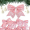 BHGT 24PCS Noeud de Ruban de Noël Rose 10x9cm Arcs de Noël Ruban Pailleté Nœuds Papillons Décoration de Noël pour Sapin Arbre de Noël Emballage Cadeau Guirlande Voiture Mariage (Rose)
