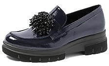 QUEEN HELENA Mocassini con Plateau Casual Eleganti Francesine Donna X29-58 (Blu, Sistema Taglie Calzature EU, Adulto, Donna, Numero, Media, 37)