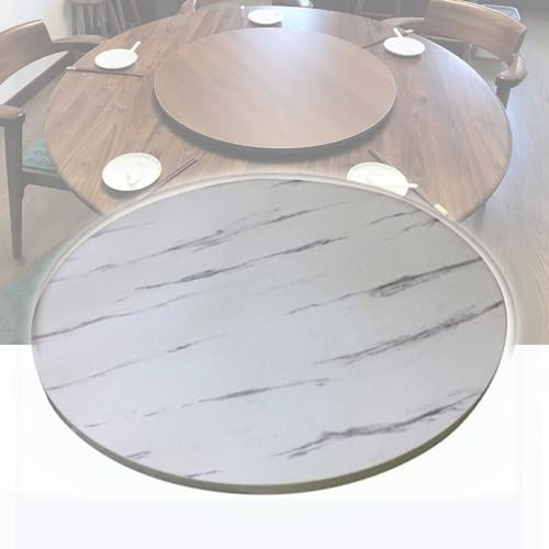 EMENAR Grand Plateau Tournant Lazy Susan en Bois, Plateau Tournant De Salle À Manger À Domicile, Plateau De Service Rond, Plateau Rotatif De Table 80cm 100cm (Color : Marble White, Size : 70cm/27inc