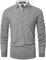 VMSUCIJ Poloshirt Herren Langarm,100% Baumwolle,atmungsaktiv und hautfreundlich,Slim Fit Golf Sports,Sportliches und Bequemes T-Shirt M-3XL,Grau 12,L
