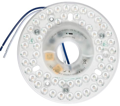 HAOLEDI Kit de reequipamiento de luz LED para ventilador de techo de 18 W, panel de repuesto de luz de techo PCB 3CCT 3000K 4500K 6000K 2340LM regulable ETL 100-265V (3CCT)