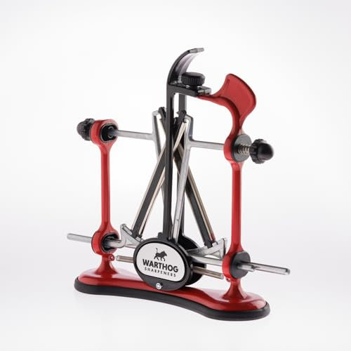 Warthog Sharpeners V-Sharp A4 Messerschärfer Rot, mit 4 verschiedenen Schleifwinkel – Messerschleifer für alle Messer, wie Jagdmesser, Küchenmesser, Schnitzmesser, Fleischermesser, uvm.