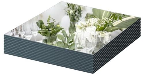 Mymonfif Quadratische Spiegel-Mittelstücke, Set mit 12 Spiegeln für Tafelaufsätze, 2 mm Glasspiegelplatten, Spiegeltablett, für Hochzeitstisch, Partydekorationen, Kerzenteller-Set, Handwerk,