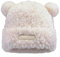 Niedliche Fuzzy-Bären-Mütze, Hautfreundliche Plüsch-Beanie Mit Ohren für Frauen (White, One Size)