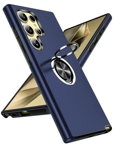 LeYi Coque pour Samsung Galaxy S24 Ultra avec Anneau Telephone, Antichoc Housse de Protection, Militaire Renforcée PC et Souple TPU Silicone Etui pour Samsung Galaxy S 24 Ultra- Bleu