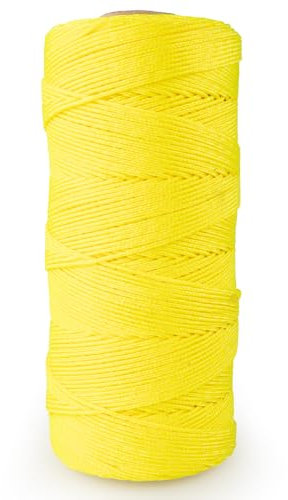 Rope & Cord Mason Line - Cordel de nailon de alta visibilidad para paisajismo, jardinería, construcción y más, amarillo neón, 1000 pies