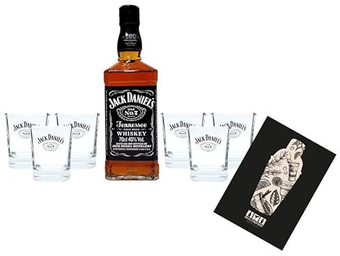 Individuelles Set mit Jack Daniels Set Tennessee Whiskey Old No.7 0,7L (40% Vol) + 6x Tumbler Glas Jack Daniels - [Enthält Sulfite]