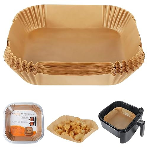 QACHOICE 16cm Air Fryer Liners 50PCS, Greaseproof & Disposable Parchment Paper for Baking, Roasting - Compatible with COSORI, Ninja, Tower Fryers, for Easy Clean-up & Healthier Cooking