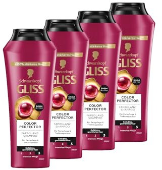 Gliss Shampoo Colour Perfector (4x 250 ml), Haarshampoo mit Hyaluron-Komplex & Cranberry-Extrakt, Color Shampoo für coloriertes, gesträhntes und gefärbtes Haar