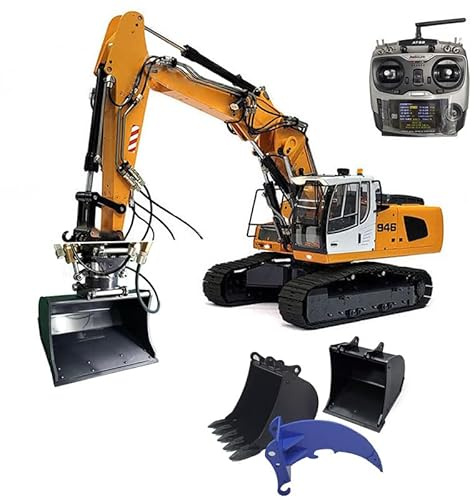 1/14 946-3 Pelle Rc Hydraulique sur Chenilles Métal Godet Basculant with Ripper