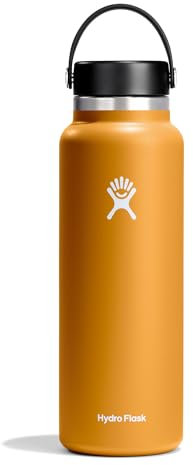 HYDRO FLASK - Gourde Isotherme 1180 ml (40 oz) Bouteille Inox à Isolation Sous Vide - Bouchon Antifuite et Revêtement par Poudre - Ouverture Large - Fossil