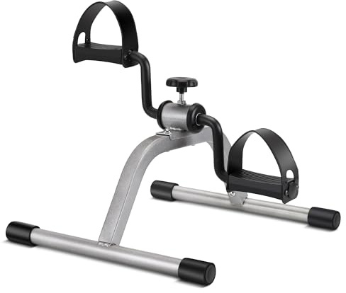 RYGEO Pedal Exerciser Mini Exercise Bike for Leg and Arm Recovery Exercise Lightweight and Portable Floor Bike(Silver)