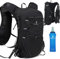Sac à dos de course, d'hydratation, pour la course, le camping, la randonnée, le marathon, avec bouteille d'eau douce de 500 ml, noir avec bouteille de 500 ml