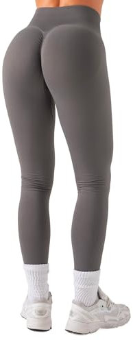 OUDOTA Sport Leggings Damen Scrunch Butt Gym Leggins Seamless High Waist Butt Lifting Yoga Hose Shape Push Up Sportleggins Damen Lang Grau,L