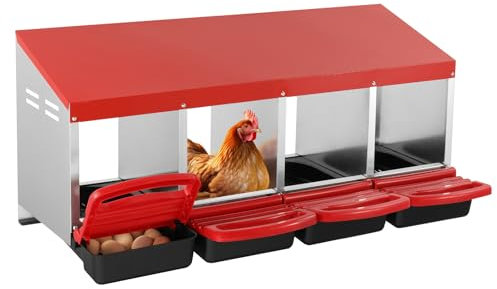 VEVOR Legenkasten, 4 Abteile, Legkammer 1060 x 525 x 475 mm, Stabiler und korrosionsbeständiger Nistkasten aus Metall, Bodenlöchern und Ruheplattform, Passend für Verschiedene Hühnerrassen