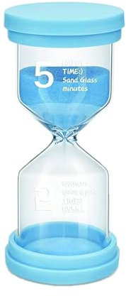 Sablier, Minuterie de Cuisine, Timer, Gestion du Temps, Minuteur Sabliers, 5 Minutes Sablier, Colore Kit en Verre Transparent Sablier, pour la Maison, la Cuisine,Bleu