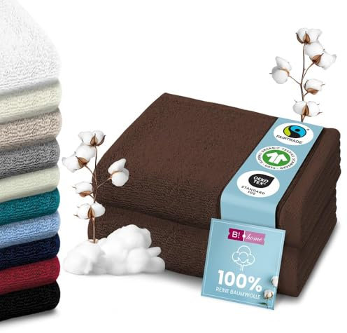 B!HOME 2er Set Premium Saunatücher [100% Baumwolle] 90x200 cm, braun / 2 große XXL Saunahandtücher Weich, Saugstark & Pflegeleicht/Badetuch Perfekt für Bad, Strand & Reisen/Damen & Herren