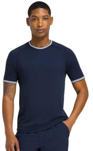 Wilson Herren T-Shirt M Court Performance Crew Bright White Dunkelblau L