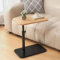 AHSBND Side Table Lifting Laptop Desk: C Shaped End Tables Adjustable Height 360° Swivel Tabletop That Slide Under Bedside Nursing for Coffee Couch Sofa Bathtub (lifting wood color)